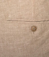 Roundtree & Yorke Andrew Fit Flat Front Solid Linen Chinos