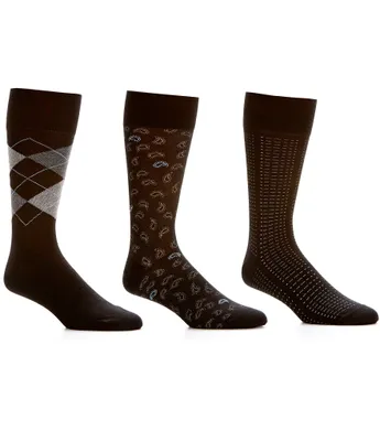 Roundtree & Yorke Argyle Basic Assorted Crew Dress Socks 3-Pack