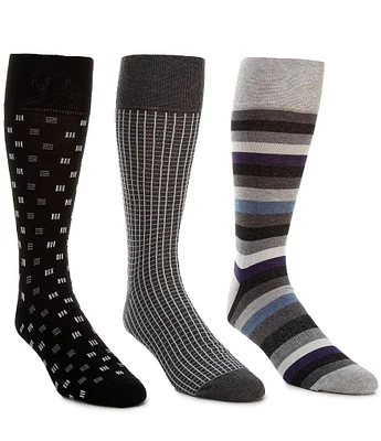 Roundtree & Yorke Assorted Striped Crew Socks 3-Pack