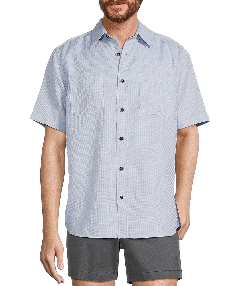 Roundtree & Yorke Big & Tall Short Sleeve Textured Solid Sport Shirt