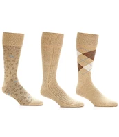 Roundtree & Yorke Big & Tall Argyle Basic Assorted Crew Dress Socks 3-Pack