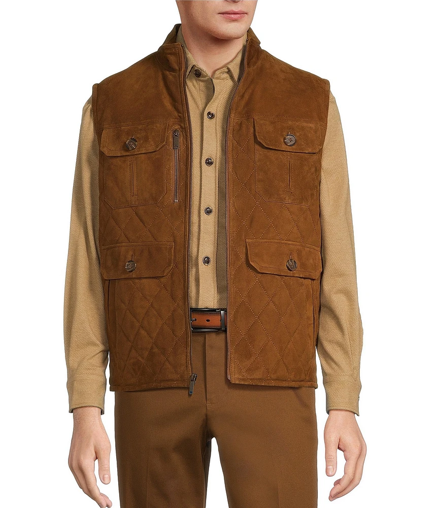 Roundtree & Yorke Big & Tall Leather Quilted Vest