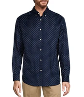 Roundtree & Yorke Big & Tall Long Sleeve Dot Print Oxford Sport Shirt