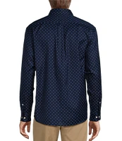 Roundtree & Yorke Big & Tall Long Sleeve Dot Print Oxford Sport Shirt