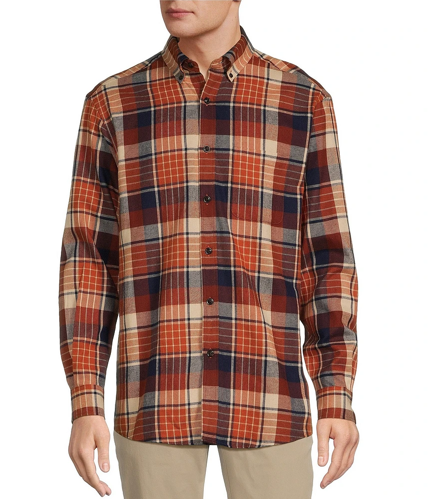 Roundtree & Yorke Big & Tall Long Sleeve Plaid Portuguese Flannel Sport Shirt