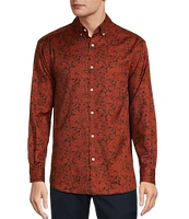 Roundtree & Yorke Big & Tall Long Sleeve Paisley Print Oxford Sport Shirt