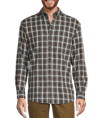 Roundtree & Yorke Big & Tall Long Sleeve Plaid Portuguese Flannel Sport Shirt