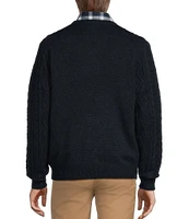 Roundtree & Yorke Big & Tall Long Sleeve Solid Cable Knit Crew Sweater