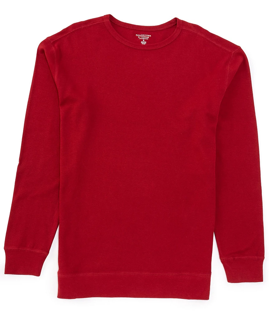 Roundtree & Yorke Big & Tall Long Sleeve Waffle-Knit Sleep T-Shirt