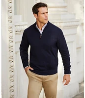 Roundtree & Yorke Big & Tall Mock Neck Long Sleeve Solid Quarter-Zip Sweater Pullover