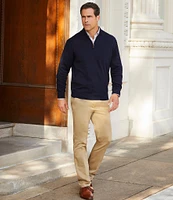 Roundtree & Yorke Big & Tall Mock Neck Long Sleeve Solid Quarter-Zip Sweater Pullover