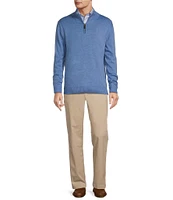 Roundtree & Yorke Big & Tall Mock Neck Long Sleeve Solid Quarter-Zip Sweater Pullover