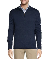 Roundtree & Yorke Big & Tall Mock Neck Long Sleeve Solid Quarter-Zip Sweater Pullover