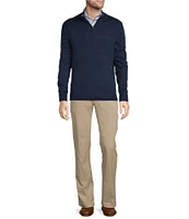 Roundtree & Yorke Big & Tall Mock Neck Long Sleeve Solid Quarter-Zip Sweater Pullover