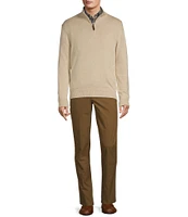 Roundtree & Yorke Big & Tall Mock Neck Long Sleeve Solid Quarter-Zip Sweater Pullover