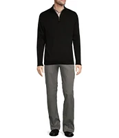 Roundtree & Yorke Big & Tall Mock Neck Long Sleeve Solid Quarter-Zip Sweater Pullover