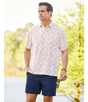 Roundtree & Yorke Big & Tall Performance Short Sleeve Clam-Bake-Print Polo Shirt