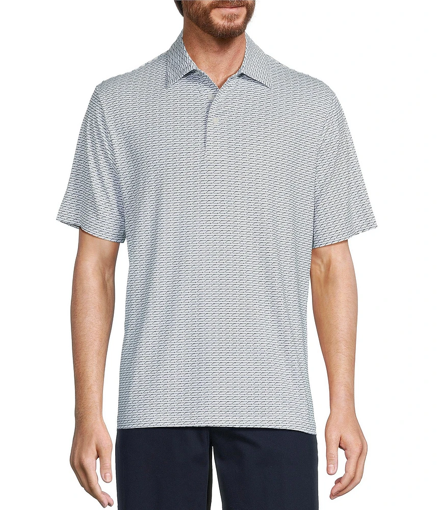 Roundtree & Yorke Big & Tall Performance Short Sleeve Conversational Nail Print Polo Shirt