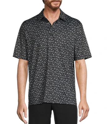 Roundtree & Yorke Big & Tall Performance Short Sleeve Paisley Print Mesh Polo Shirt