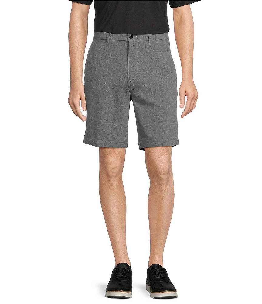 Roundtree & Yorke Big & Tall Performance Stretch Fabric Classic Fit Flat Front 9#double; And 11#double; Heathered Shorts