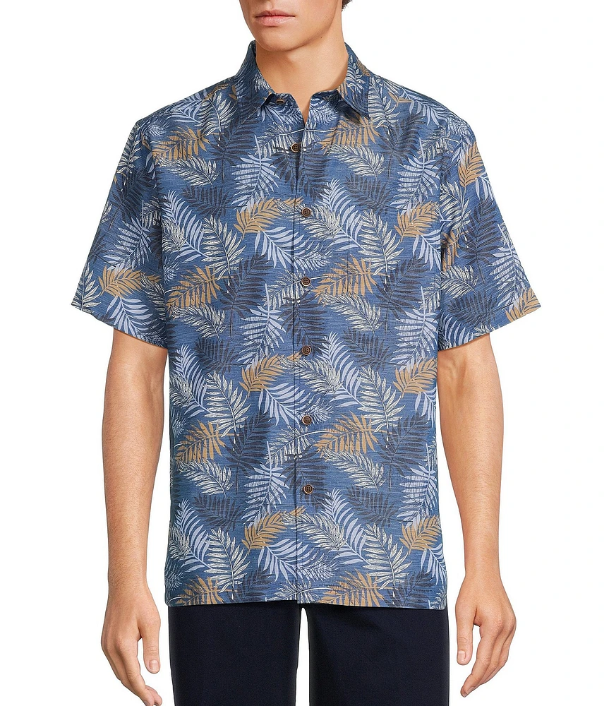 Roundtree & Yorke Big & Tall Short Sleeve Leaf Print Sport Shirt