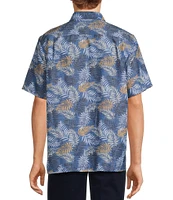 Roundtree & Yorke Big & Tall Short Sleeve Leaf Print Sport Shirt