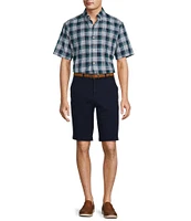 Roundtree & Yorke Big & Tall Short Sleeve Medium Plaid Oxford Sport Shirt