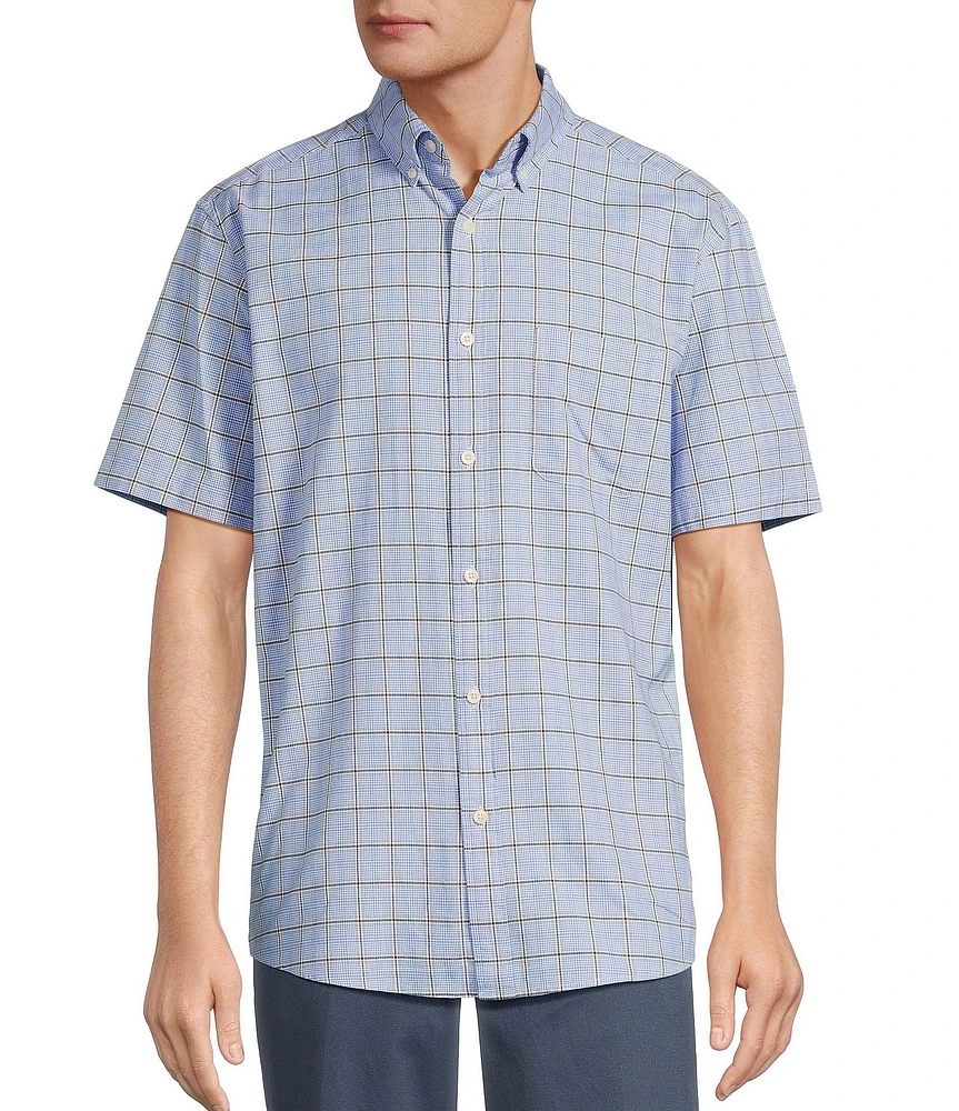 Roundtree & Yorke Big & Tall Short Sleeve Oxford Windowpane Sport Shirt