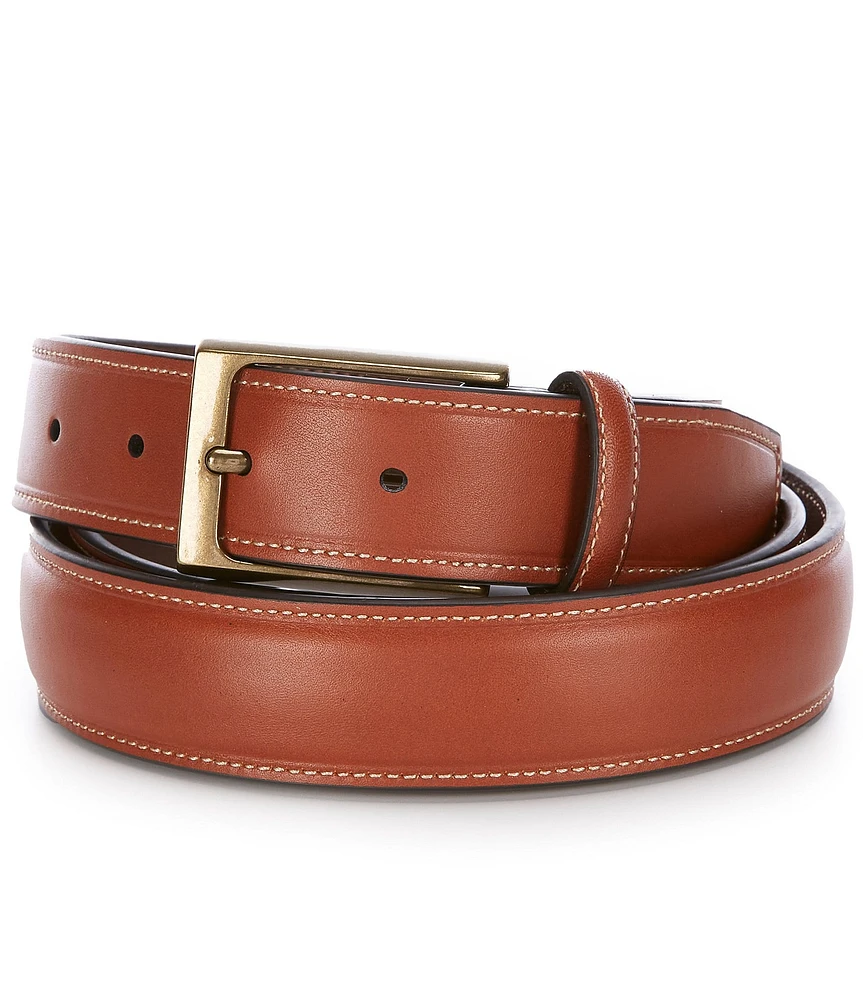 Roundtree & Yorke Big & Tall Stitched Edge Leather Belt