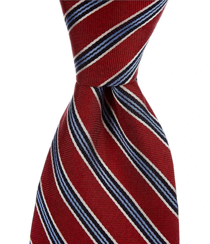 Roundtree & Yorke Big & Tall Stripe 3 3/8#double; Woven Silk Tie