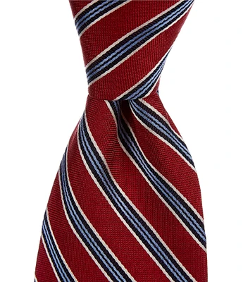 Roundtree & Yorke Big & Tall Stripe 3 3/8#double; Woven Silk Tie