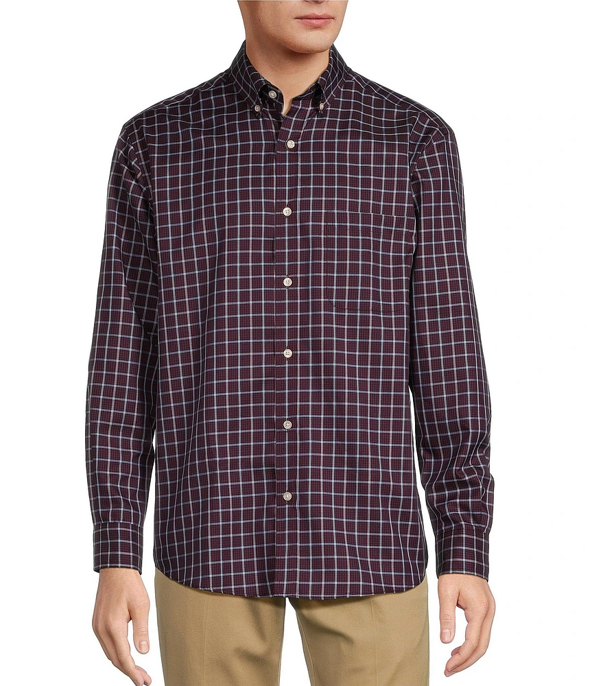 Roundtree & Yorke Big & Tall Travel Smart Classic Fit Easy Care Twill Medium Plaid Sport Shirt