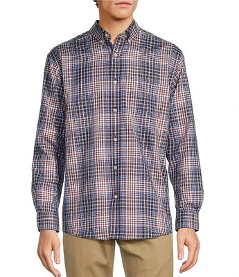 Roundtree & Yorke Big & Tall TravelSmart Classic Fit Easy Care Twill Plaid Sport Shirt