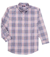 Roundtree & Yorke Big & Tall TravelSmart Classic Fit Easy Care Twill Plaid Sport Shirt