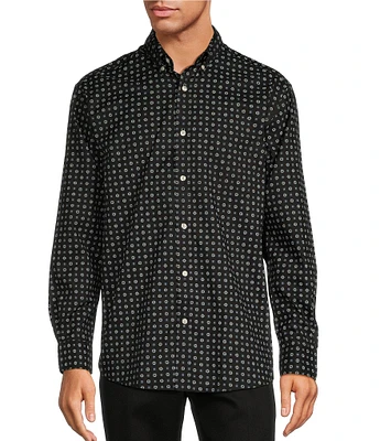 Roundtree & Yorke Big & Tall TravelSmart Classic Fit Easy Care Twill Medallion Print Sport Shirt