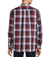 Roundtree & Yorke Big & Tall TravelSmart Easy Care Long Sleeve Plaid Poplin Sport Shirt