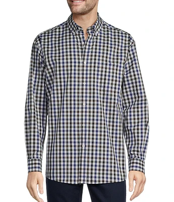 Roundtree & Yorke Big & Tall TravelSmart Easy Care Long Sleeve Check Poplin Sport Shirt