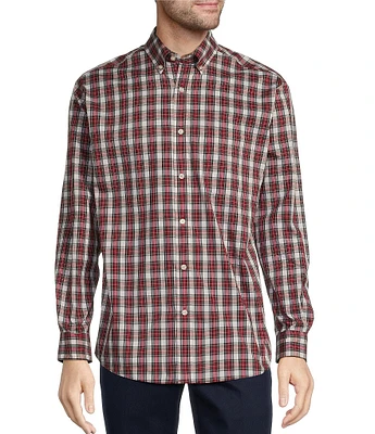 Roundtree & Yorke Big & Tall TravelSmart Easy Care Long Sleeve Medium Plaid Poplin Sport Shirt