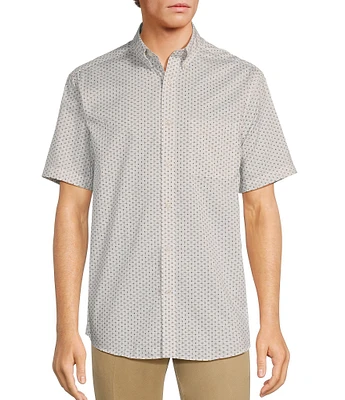 Roundtree & Yorke Big & Tall TravelSmart Easy Care Short Sleeve Geometric Print Sport Shirt