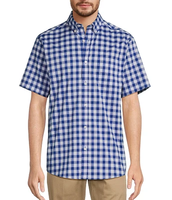 Roundtree & Yorke Big & Tall TravelSmart Easy Care Short Sleeve Medium Plaid Sport Shirt