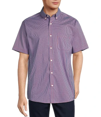 Roundtree & Yorke Big & Tall TravelSmart Easy Care Short Sleeve Mini Check Sport Shirt