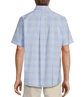 Roundtree & Yorke Big & Tall TravelSmart Easy Care Short Sleeve Ombre Plaid Sport Shirt