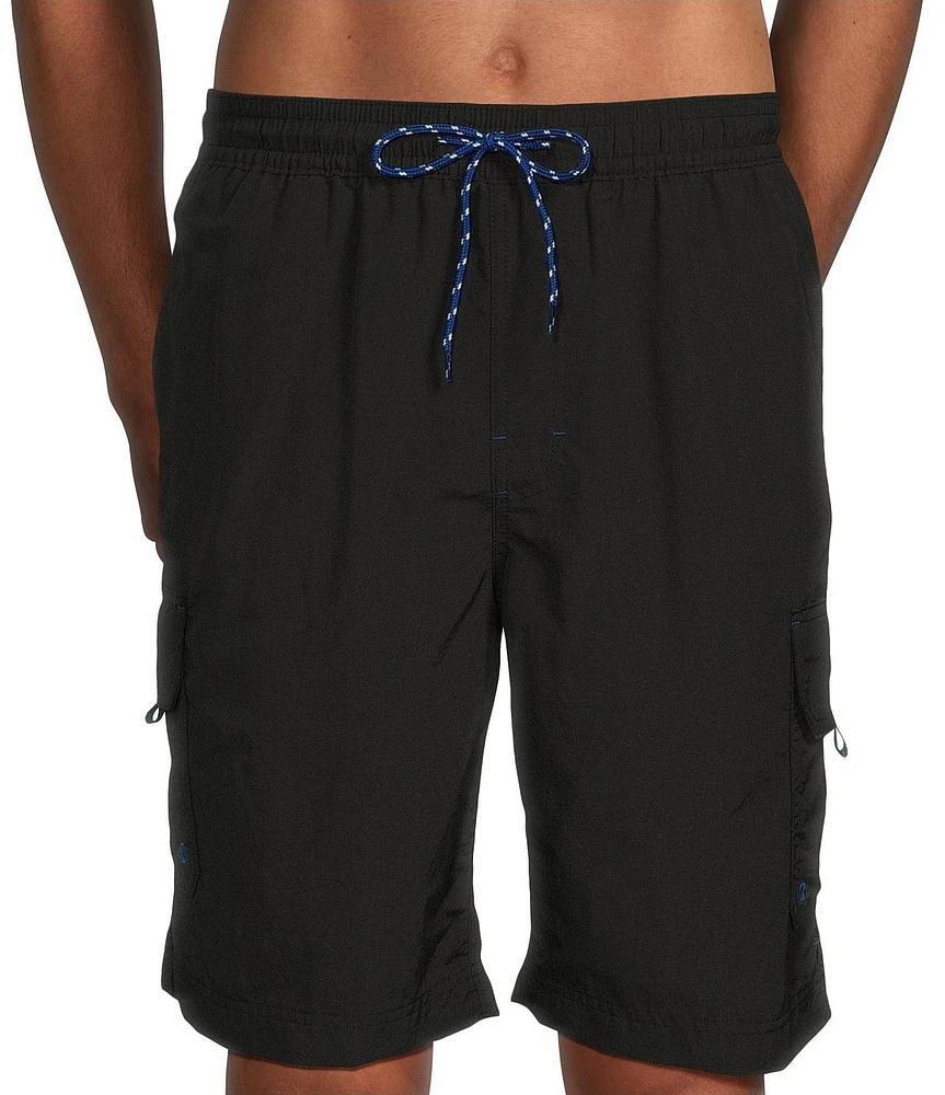 Roundtree & Yorke Boardwalk Cargo 9#double; Solid Swim Trunk