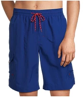 Roundtree & Yorke Boardwalk Cargo 9#double; Solid Swim Trunk