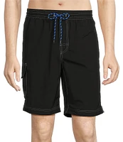 Roundtree & Yorke Boardwalk Cargo Solid 9#double; Inseam Swim Trunks