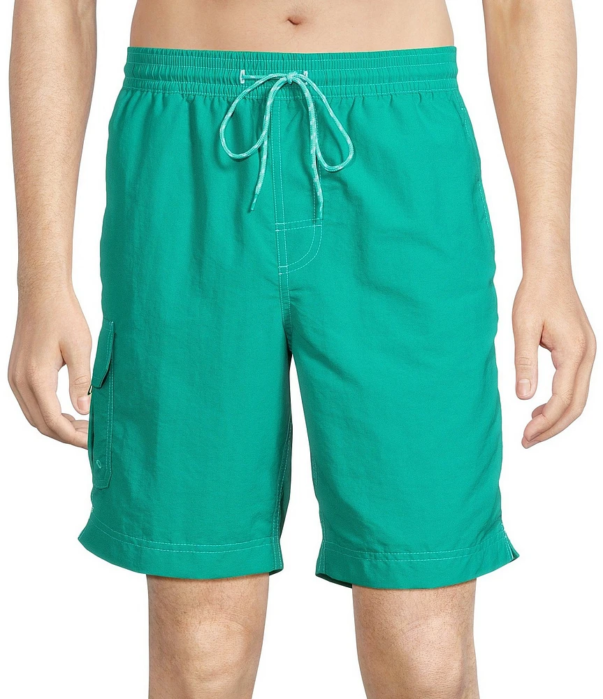 Roundtree & Yorke Boardwalk Cargo Solid 9#double; Inseam Swim Trunks