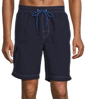 Roundtree & Yorke Boardwalk Cargo Solid 9#double; Inseam Swim Trunks