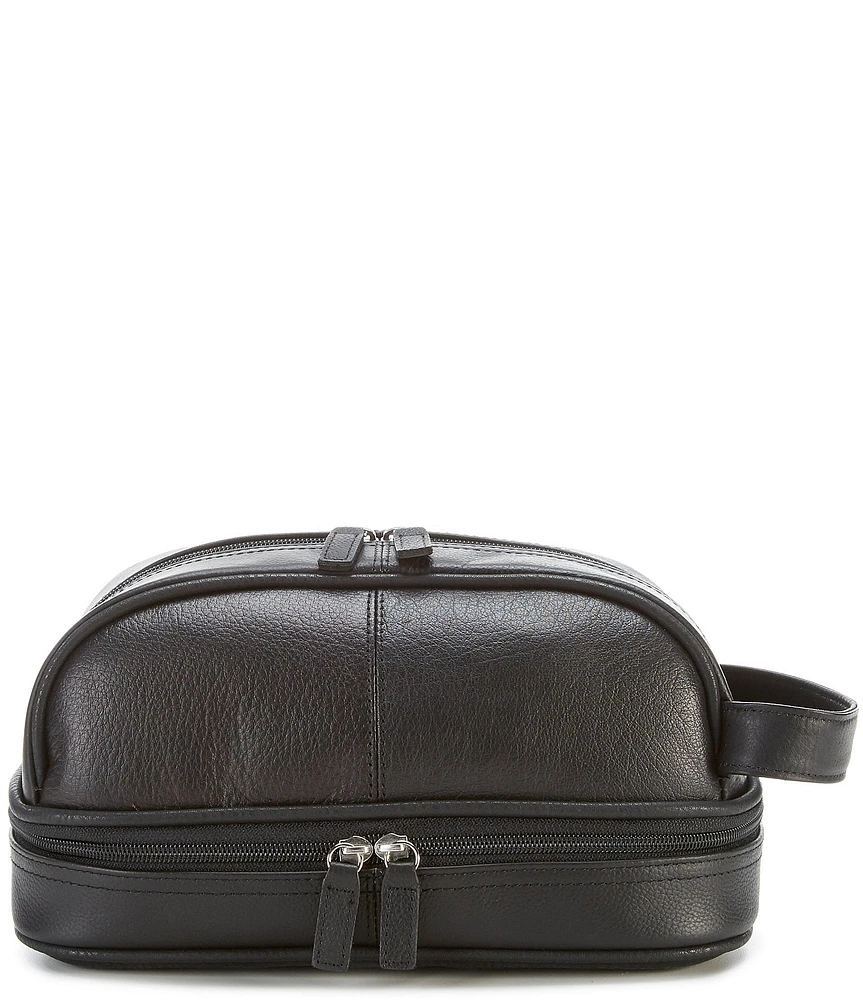 Roundtree & Yorke Bottom Zip Leather Travel Kit