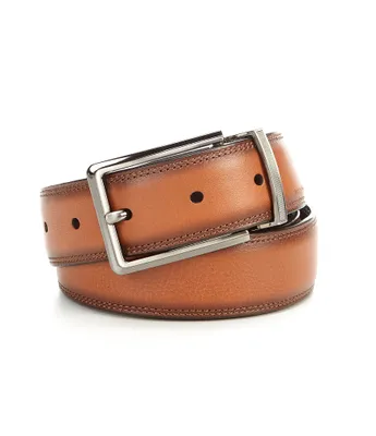 Roundtree & Yorke Burnished Edge Reversible Leather Belt