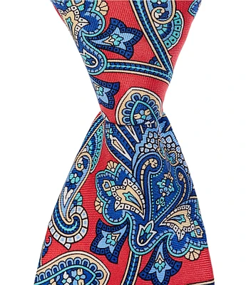 Roundtree & Yorke Cab Paisley-Printed 3 1/8#double; Silk Tie